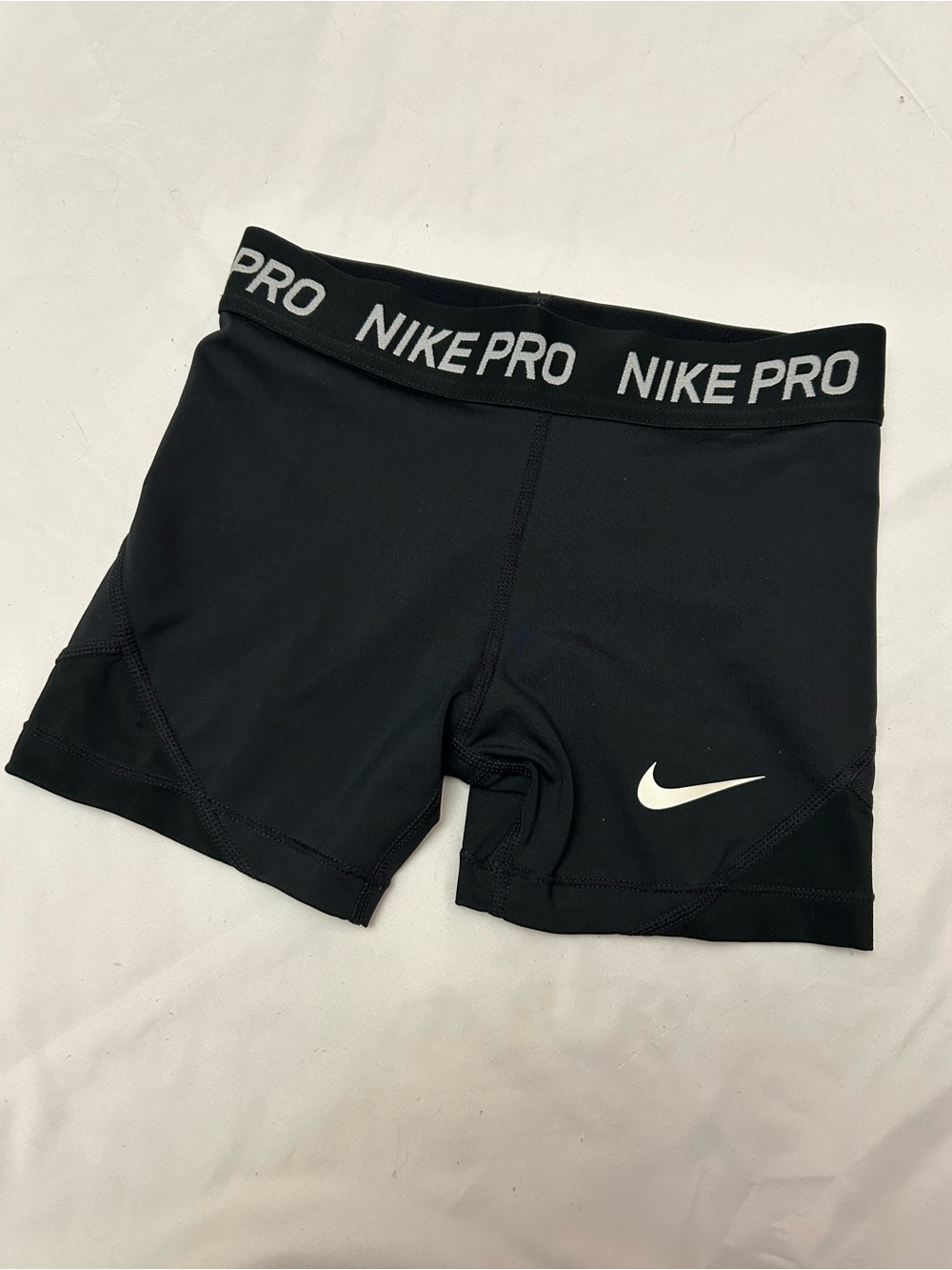 Nike Pro Black Women's Athletic Bike Shorts with White Swoosh